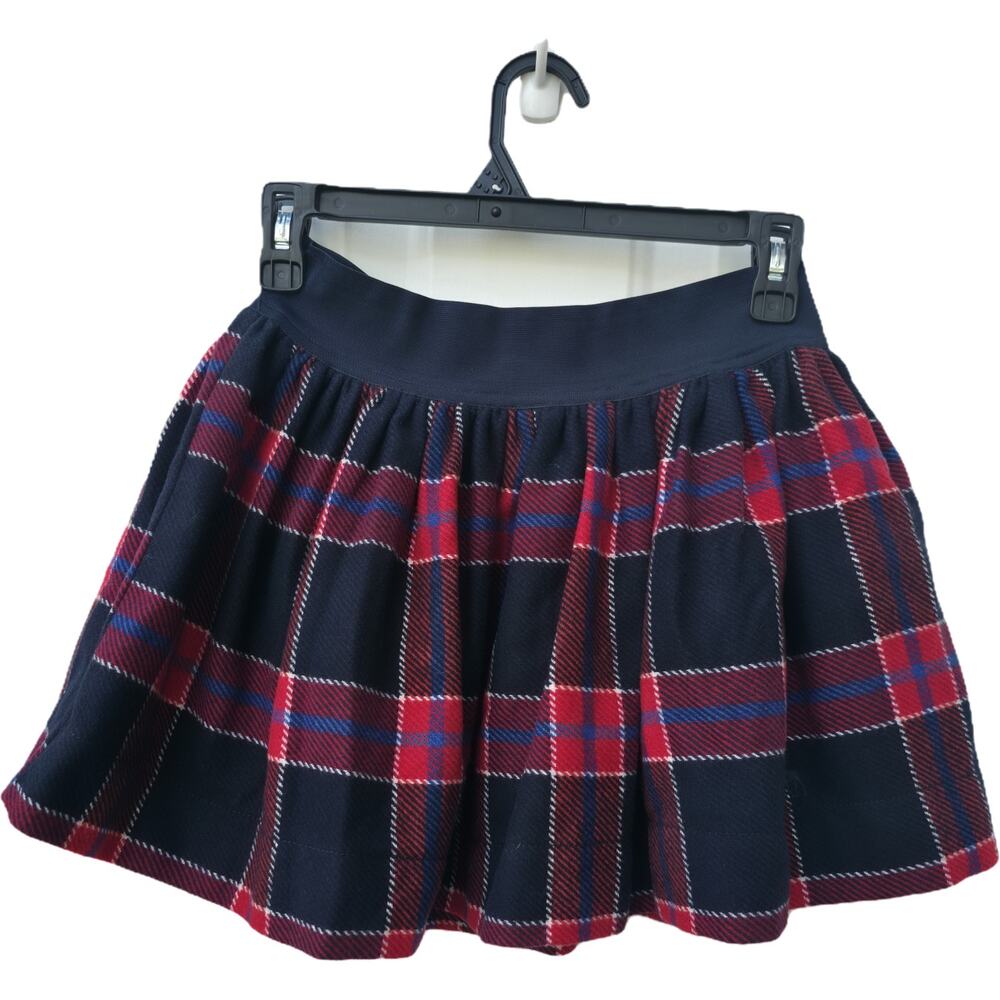 Abercrombie & Fitch Tweed Small Blue Red Plaid Skirt NWT Missing Belt Y2k